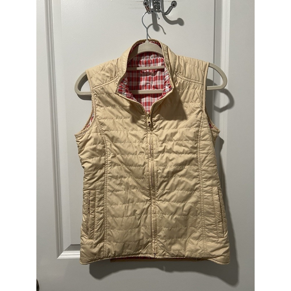 Peter Millar Warmth Women's Reversible Vest Size Small Yellow/Plaid Golf Outdoor
